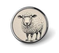 Hand Drawn Sheep Button Pin Personalized Metal Lapel Pins Badges Classic Round Brooch Pin Novelty Unique Enamel Pins Cute Funny Pinback Button Badge for Jackets Backpacks Bags Coat
