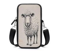 Hand Drawn Sheep Small Crossbody Bag, Lightweight Cell Phone Purse with Strap, Travel Pouch Shoulder Bag for Women