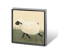 Hand Drawn Sheep Square Lapel Pin Women's Novelty Buttons & Pins Metal Badge Cute Brooch Pin Retro Pinback Badge Fashion Bag Pins for Hat Backpacks Tie Suit Wedding Party Accessory