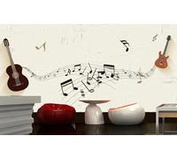 Hand Drawn Simple Musical Instruments Music Notes 3D Wallpaper Easy Install Feature Office Living Room Sofa Bedroom TV Background Wall Decoration-200cm×140cm
