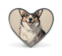 Hand Drawn Sketch Corgi Button Pin Heart Shape Alloy Lapel Pins Badges Novelty Funny Enamel Pins Personalized Pinback Button Badges Cute Heart Brooche for Jackets Bags