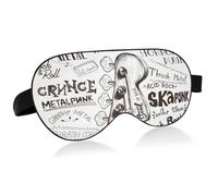 Hand Drawn Sketch with Bass Guitar Rock Festival Poster on White Adjustable Sleep Mask Lightweight Blindfold with Fashion Patterns Elastic Hidden Strap Relaxing Light Block 9.45 x 3.9 inch