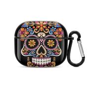 Hand Drawn Skull Bluetooth Earbuds Case Cover Full Body Shockproof Protection Hard Case Support Wireless Charging with Keychain Personalized Gift for AirPods 3
