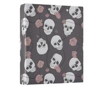 Hand Drawn Skull Pattern 3 Ring Binder 1.5 Inch Round Ring Binder View Binder Holds 200 Documents for Home School Office Use