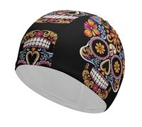 Hand Drawn Skull Swim Cap Unisex Adult Swimming Cap Non Slip Pool Hat Comfortable Durable Easy to Put On and Off Waterproof Swim Hat Keep Hair Dry