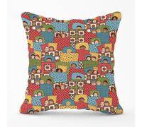 Hand Drawn Sleeping Doodle Faces Outdoor Cushion Warren Reed - Designer Red 60cm x 60cm
