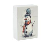 Hand Drawn Snowman Cigarette Case Stylish Lightweight Pocket Holder Case for Smoke Waterproof Cigarette Dispenser Cigarettes Accessories for Outdoor Camping Hiking