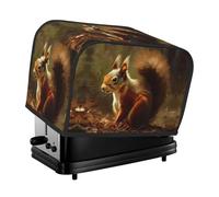 Hand Drawn Squirrel Toaster Cover 2 Slice, Waterproof Bread Machine Covers with Pockets Universal Size Kitchen Small Appliance Cover with Handle, Dust and Fingerprint Protection