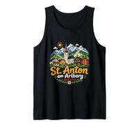 Hand Drawn St. Anton am Arlberg Austria Travel Landmark Gift Tank Top