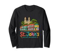 Hand Drawn St Johns Antigua and Barbuda Travel Landmark Gift Long Sleeve T-Shirt
