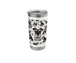 Hand Drawn Standard Schnauzers Pattern Cute Schnauzer Stainless Steel Insulated Tumbler
