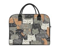 Hand Drawn Style Cat Laptop Tote Bag Casual Travel Handbag Multi Pocket Shoulder Bags for Work Travel