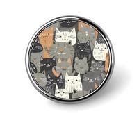 Hand Drawn Style Cat Round Badge Personalized Metal Lapel Pin Badges Fit Clothing Bags Hat Humorous Printed Brooch Badge Party Decorations Accessories for Men Women