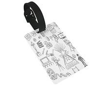 Hand Drawn Style Cinema Pattern with Various Different Icons 2 PC PVC Luggage Tags Privacy Cover Silicone Luggage Tags Travel Suitcase Tags Travel Accessories