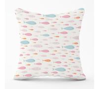 Hand Drawn Swimming Fish Outdoor Cushion Warren Reed - Designer Pink 60cm x 60cm