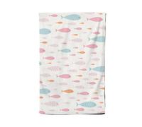Hand Drawn Swimming Fish Tea Towel Warren Reed - Designer Pink One Size