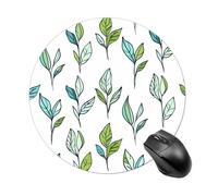 Hand Drawn Tea Leaves Mouse Pad Round Computer Mousepad Cute Mouse Pads with Non-Slip Rubber Base Mouse Mat for Laptop Gaming Office Home