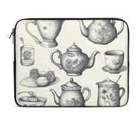 Hand Drawn Teapots And Cups Laptop Sleeve 12inch Laptop Protective Case for Women Men Shockproof Computer Cover Portable Notebook Briefcases Computer Carrying Bag Lap Top Protector Compatible with Not