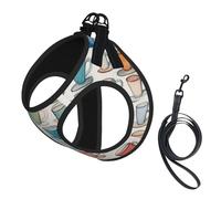 Hand Drawn Teapots And Cups Print Dog Harness,Pet Leash Vest For Small To Medium Dogs,Perfect For Outdoor Adventures
