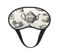 Hand Drawn Teapots and Cups Sleep Mask for Side Sleeper Soft Breathable Sleeping Eye Mask Blackout Silk Eye Sleep Shade Cover with Elastic Strap Night Blindfold for Women Men Travel Nap