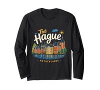 Hand Drawn The Hague Netherlands Travel Landmark Gift Long Sleeve T-Shirt