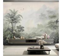 Hand Drawn Three Dimensiona Mountain Peaks Trees Flying Birds Modern 3D Wallpaper Premium Textured Silk Neutral Tones Material Ideal for Living Room Bedroom-200cm×140cm