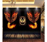 Hand Drawn Three Dimensiona Personalised Art Fire Phoenix 3D Wallpaper Premium Textured Silk Study Dining Living Room Bedroom Sofa TV Wall Easy Install-400cm×280cm