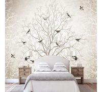 Hand Drawn Three Dimensiona Trees Flying Birds Art 3D Wallpaper Luxury Home Dining Decor Paste Sofa Living Room The Wall for Bedroom Mural-150cm×105cm