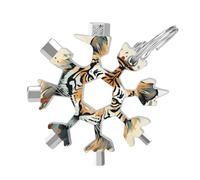 Hand Drawn Tiger 19-in-1 Snowflake Multi Tool, Stainless Steel Metal Snowflake Multitool with Keychain, Compact & Portable Tools for Outdoor Camping Survival Daily Use Gift for Men