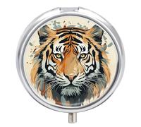 Hand Drawn Tiger Pill Case Pill Box with 3 Compartments