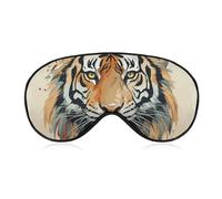 Hand Drawn Tiger Sleep Mask Comfort Travel Eye Masks with Adjustable Elastic Strap Soft Funny Block Light Sleep Eye Cover for Side Sleeper for Nap Men Women Gift
