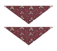 Hand-drawn Tractors Burgundy Dog bandanas bulk Unique Shape Adjustable Fit Pet Scarf Cute Pet Holiday Set for Dogs Cats S