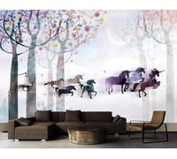 Hand Drawn Trees Flowers Animals Horses 3D Wallpaper Easy Install Feature Office Living Room Sofa Bedroom TV Background Wall Decoration-430cm×300cm