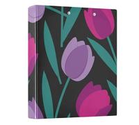 Hand Drawn Tulips Floral 3 Ring Binder 1.5 Inch Round Ring Binder View Binder Holds 200 Documents for Home School Office Use