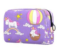 Hand Drawn Unicorn with Rainbow Balloon Cosmetic Bag for Women, Travel Toiletries Bags Large Makeup Handy Pouch Organiser Bag with Zipper