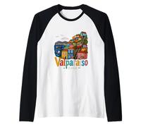 Hand Drawn Valparaiso Chile Travel Souvenir Landmark Gift Raglan Baseball Tee