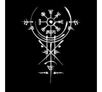 Hand Drawn Vegvisir. Ancient Navigation Compass. Old Magic Sign. Celtic Viking Mythology Symbol Lettering Stickers 52x68.4cm Do not Damage The Wall Surface White