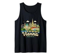 Hand Drawn Vienna Austria Travel Souvenir Landmark Gift Tank Top
