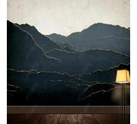 Hand Drawn Vintage Ink Wash Mountains Gold Flying Birds 3D Wallpaper Silky Texture Home Study Office Grey Dining Room Sofa Bedroom Living Room TV Backdrop-250cm×170cm