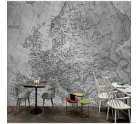 Hand Drawn Vintage Lines Concrete Walls World Map 3D Wallpaper Premium Textured Silk Study Dining Living Room Bedroom Sofa TV Wall Easy Install-400cm×280cm