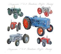 Hand Drawn Vintage Planes Motorbikes Tractors Locomotive Train Artistic Blank Greeting Card by Richard Partis (Tractors)