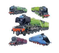 Hand Drawn Vintage Planes Motorbikes Tractors Locomotive Train Artistic Blank Greeting Card by Richard Partis (Trains)