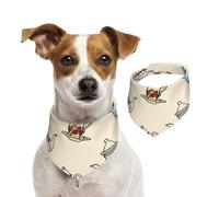 Hand Drawn Vintage Tea Pots,Pet Bib Scarf Cats Dog Bandana Dogs Towel Bib Adjustable Pet Scarf,L