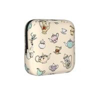 Hand Drawn Vintage Tea Pots, Sanitary Pad Storage Bag, Pad Holder Bag with Zipper, Change Purse