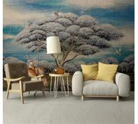 Hand Drawn Vintage Trees Elk Flying Birds 3D Wallpaper Luxury Home Dining Decor Paste Sofa Living Room The Wall for Bedroom Mural-250cm×170cm