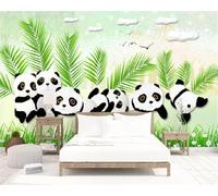 Hand Drawn Warm Cute Cartoon Animal Panda 3D Wallpaper Easy Install Feature Office Living Room Sofa Bedroom TV Background Wall Decoration-150cm×105cm