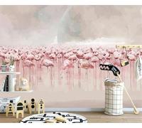 Hand Drawn Warmth and Beauty Flamingo 3D Wallpaper Easy Install Feature Office Living Room Sofa Bedroom TV Background Wall Decoration-250cm×170cm
