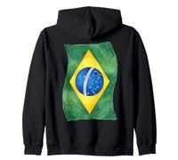 Hand Drawn Wavy Brazilian Flag Zip Hoodie