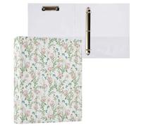 Hand Drawn Wild Flower 3 D-Ring Binder A4 1 Pack with 200 Sheet for Kids School Supplies Women Men Office