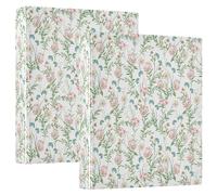 Hand Drawn Wild Flower 3 D-Ring Binder A4 2 Pack with 200 Sheet for Kids School Supplies Women Men Office